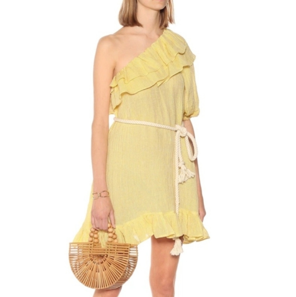 Lisa Marie Fernandez " Arden" One Shoulder Ruffle Linen Dress